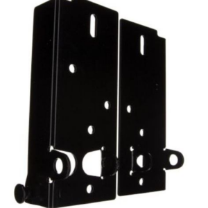 Black garage door brackets, essential hardware for garage door systems, offered by Laramie Garage Doors in Laramie, WY.