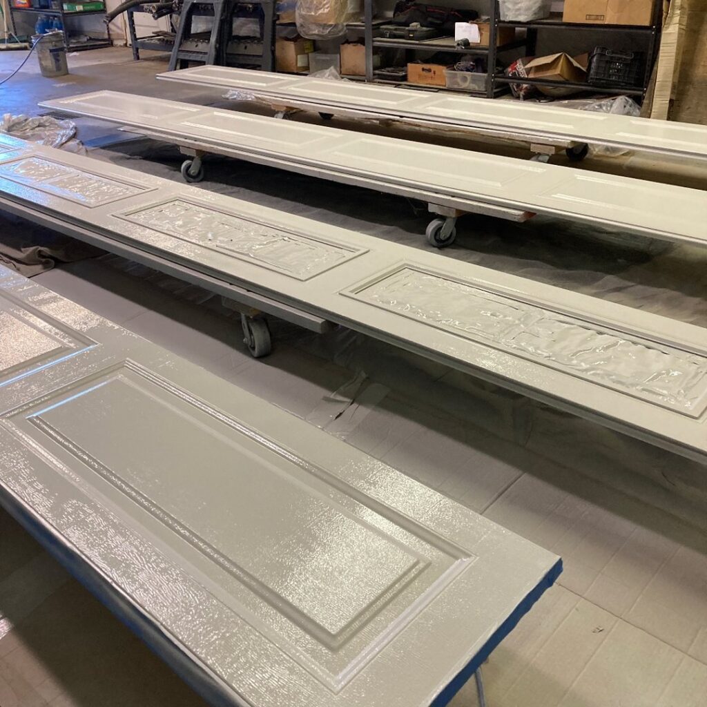 Garage door panels being prepared for installation by Delaware Express Garage Door Service in Wilmington, DE