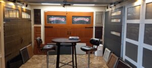 A garage door showroom display featuring various styles at Overhead Door of Sierra Nevada in Reno, NV.