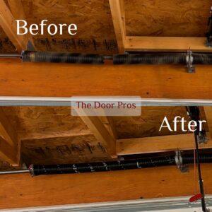 Before and after comparison of a garage door spring replacement by The Door Pros in Wichita, KS