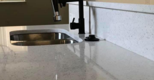 A gleaming kitchen counter and sink area, professionally cleaned by Elizabeth's cleaning in Cedar Park, TX.