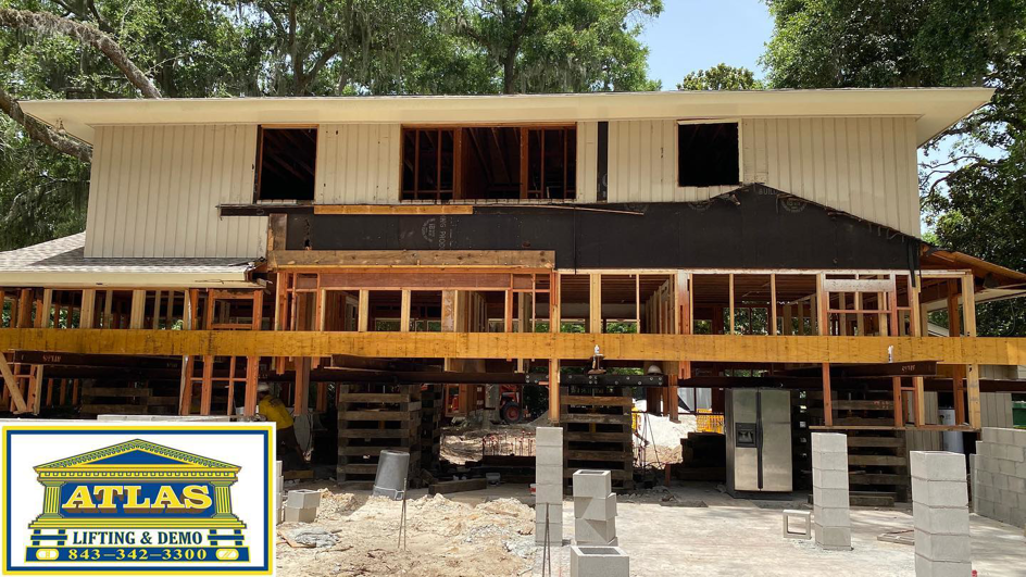 A house undergoing a professional lifting and elevation project by Atlas Lifting & Demo LLC in Hilton Head Island, SC