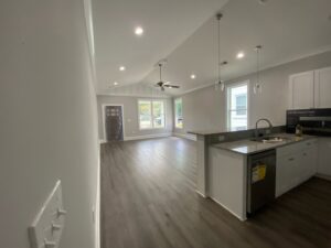 An immaculate and spacious kitchen and living area, demonstrating the thorough cleaning services of Cleaning Sisters LLC in Richmond, VA.