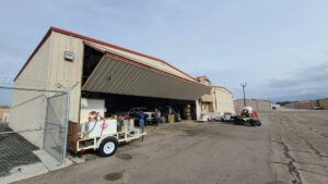 An industrial hangar door, showcasing the commercial door services offered by USA Doors in Doral, FL.