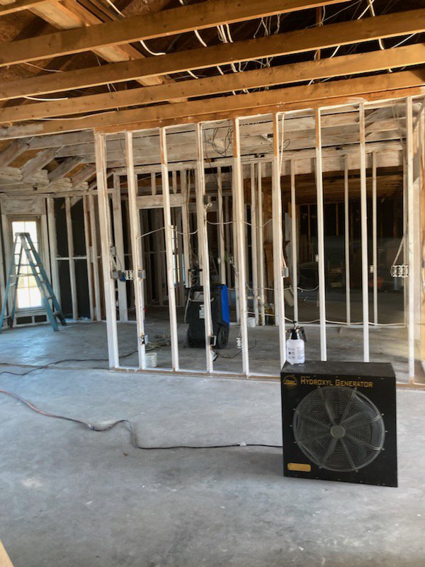 Interior building framing visible after demolition work by HaysCo Facilities Management, Inc. in Dothan, AL.