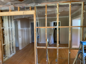 Interior wall framing exposed after demolition work by Clean Slate Demolition in Rock Hill, SC.