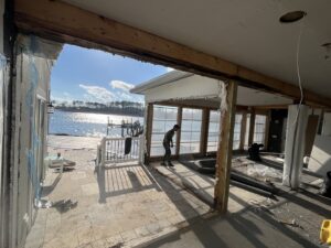 Interior of a home undergoing water damage restoration and demolition by EG Painting & Carpentry Inc in Seaford, DE.