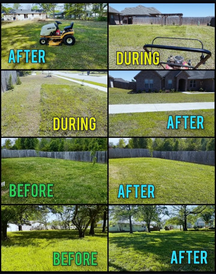 Before and after photos of precise lawn and sidewalk edging service by Beyond The Blade Lawn Care in Pace, FL.
