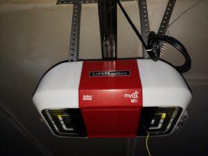 A LiftMaster garage door opener with battery backup and MyQ WiFi installed by Right Choice Doors in Layton, UT.