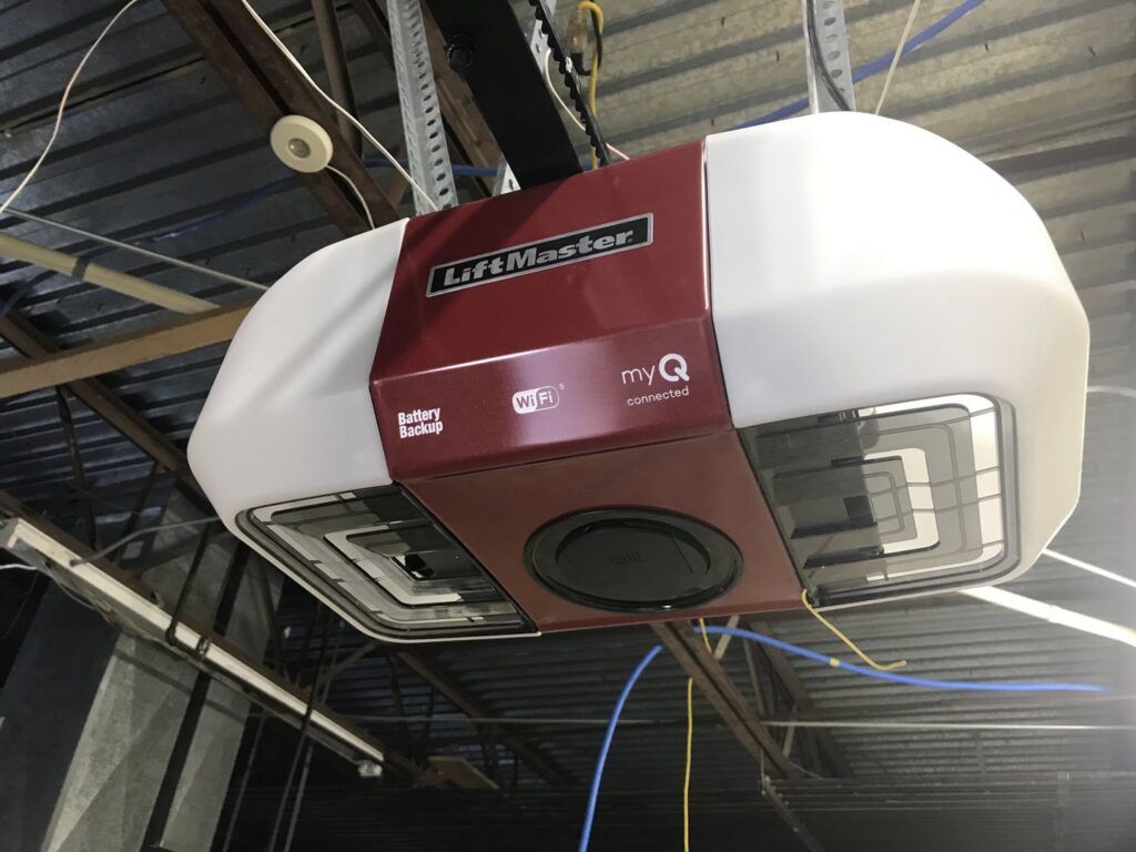 A LiftMaster garage door opener, a product installed by Up N Over Garage Doors LLC in Layton, UT.