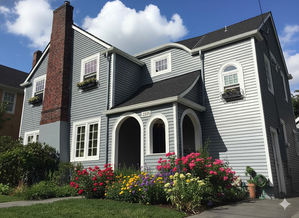 A charming house with light blue horizontal siding and white trim by Lifetime Remodeling Systems in Portland, OR.