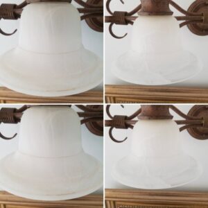 A before and after comparison of a light fixture cleaned by Platt Cleaning Services in Lafayette, LA.