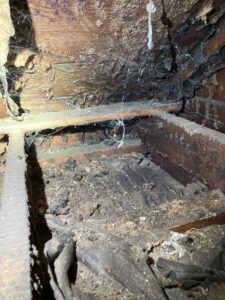 Evidence of moisture damage and potential mold in a crawlspace, inspected by Double H Inspections in Sheridan, WY