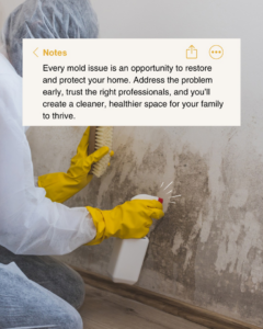 A professional performing mold remediation and cleaning a wall at Intermountain Cleaning and Restoration in Butte, MT