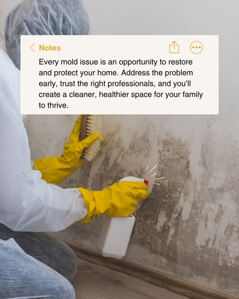 A professional performing mold remediation and cleaning a wall at Intermountain Cleaning and Restoration in Butte, MT
