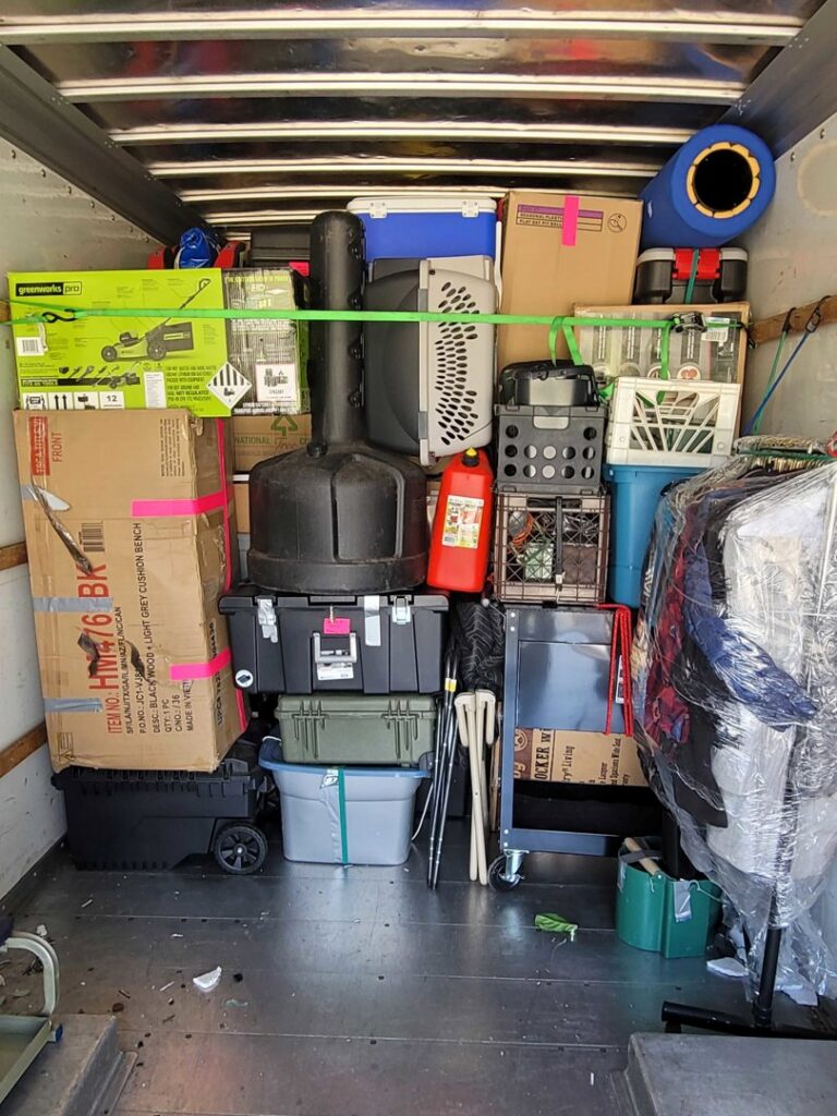 A Family Movers 615 LLC moving truck fully packed with household items and secured for transport in Goodlettsville, TN.