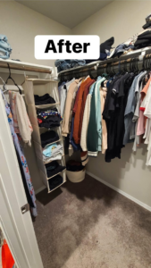 A neatly arranged closet after a thorough organization service by Pena Cleaning Co. LLC in San Antonio, TX