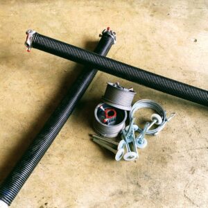 New garage door torsion springs and hardware for installation by Delaware Express Garage Door Service in Wilmington, DE