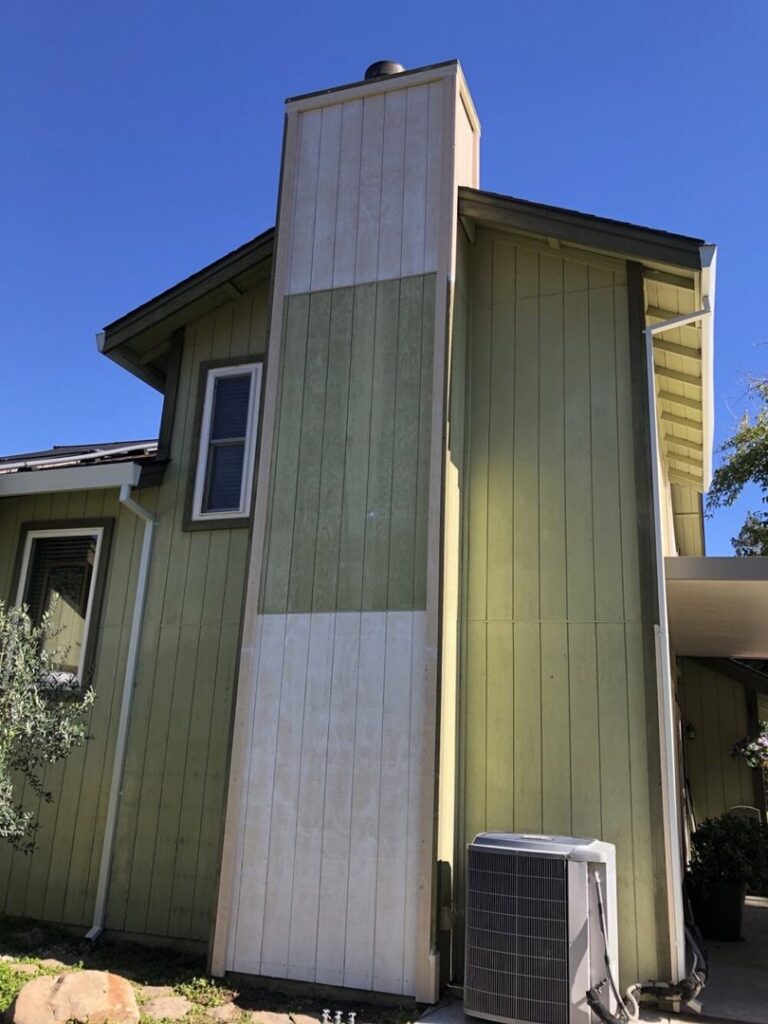 New vertical siding panels installed on a chimney by Good Life Construction Inc in North Highlands, CA