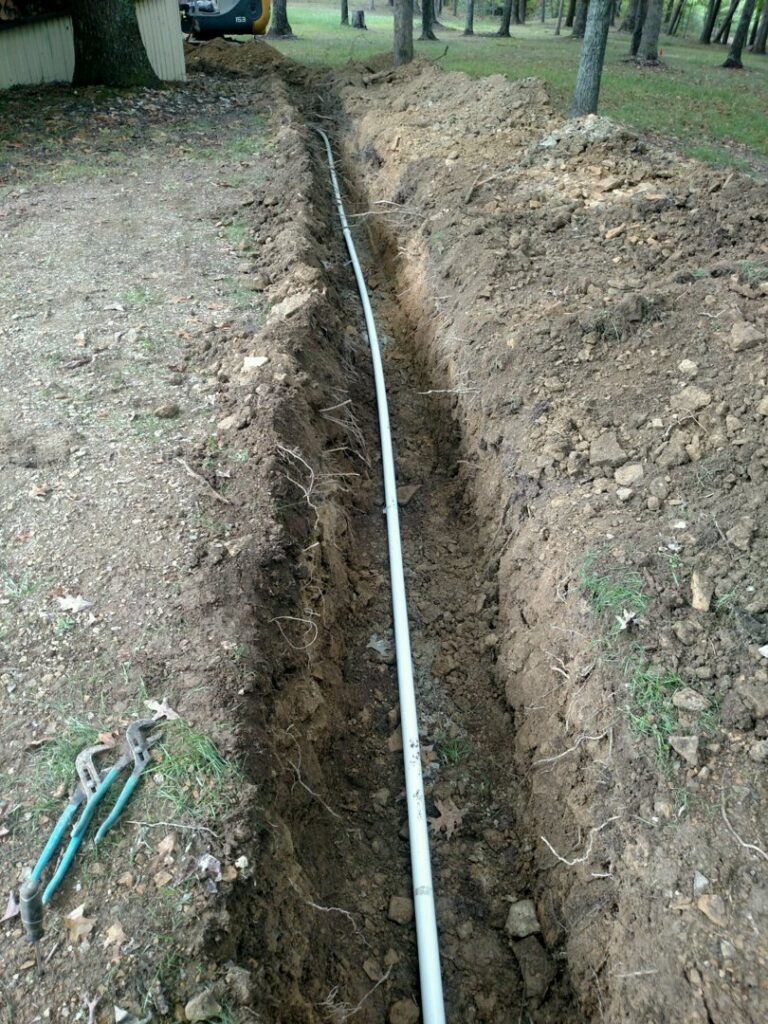 New water line installation in a trench by Clog Busterz Plumbing Services in Richmond, KY.