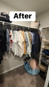 An immaculately organized closet after a professional organization service by Pena Cleaning Co. LLC in San Antonio, TX