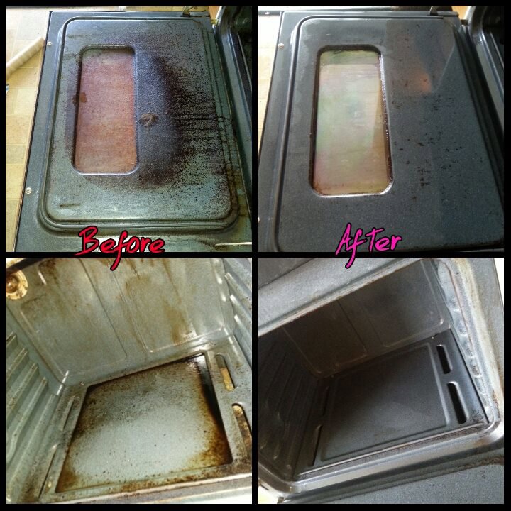 Before and after photos of an oven cleaning service by TAG Team Cleaning of West Hartford, CT