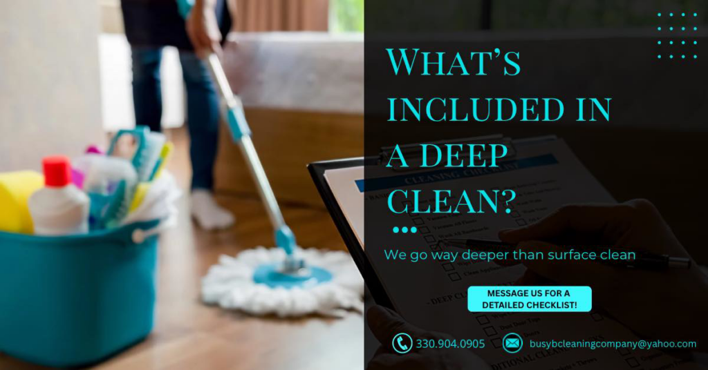 A person mopping a floor with a bucket of cleaning supplies, illustrating deep cleaning services by Busy B Cleaning Company LLC in Wyoming, DE.