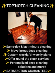 A person mopping a wooden floor, demonstrating house cleaning services by A1 Top-Notch Cleaning Service in Long Beach, CA.