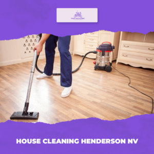 A person vacuuming a hardwood floor with a powerful vacuum cleaner for Hightower Private Housekeeping in Henderson, NV.