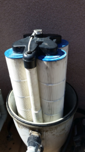 Clean pool filter cartridges being serviced by Bluemar Pool & Spa Services in North Las Vegas, NV.