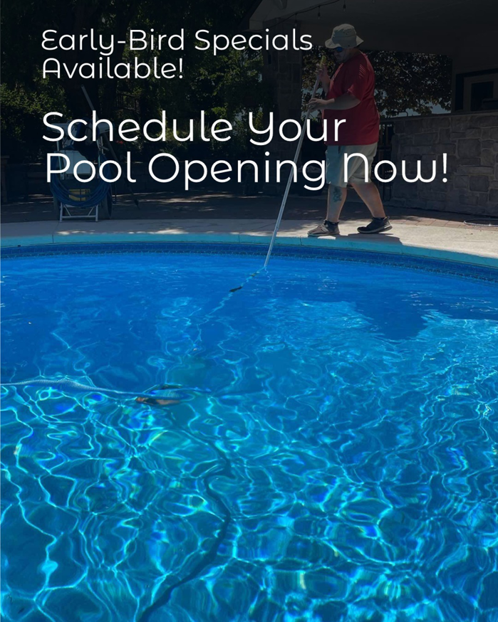 A professional performing a pool opening service at Retrowave Pool & Spa in Nampa, ID.