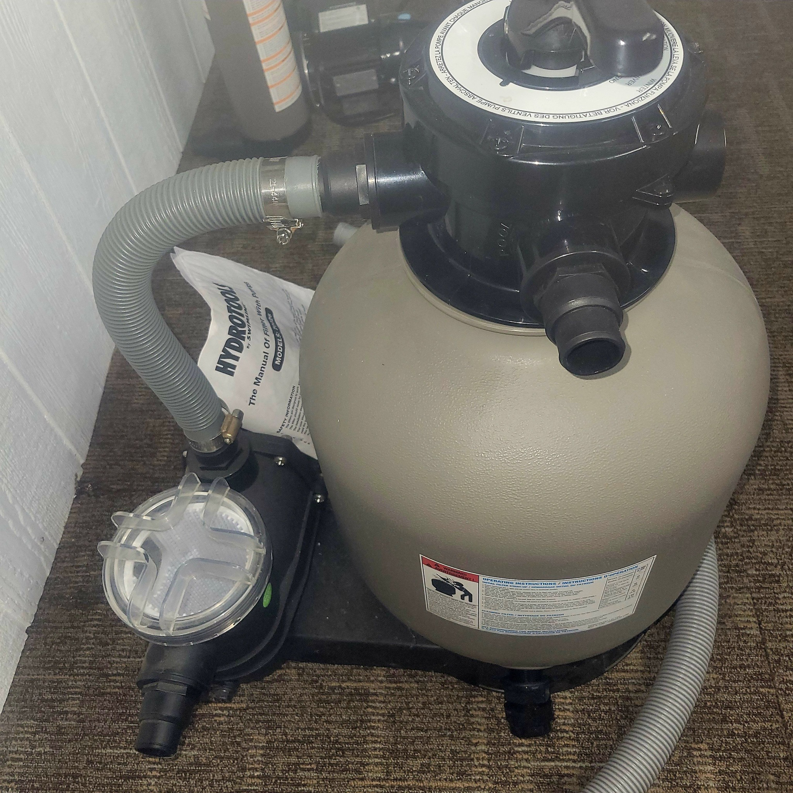 A complete pool sand filter and pump system from Pool Queen in Fairmont, WV.