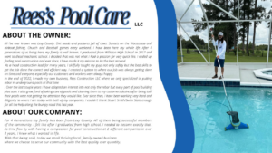 A pool technician cleaning a residential swimming pool with a vacuum at Rees's Pool Care LLC in Williston, FL.