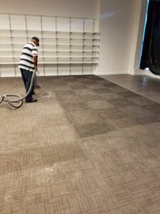 Professional carpet cleaning in progress by RK Cleaning Services in a Fort Lauderdale, FL home.