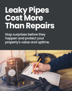 A professional documenting a leaky pipe inspection for Celt Services Llc in Council Bluffs, IA