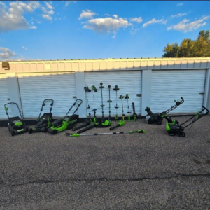 A comprehensive collection of professional lawn care equipment used by Matt's Lawn Service in Casper, WY.