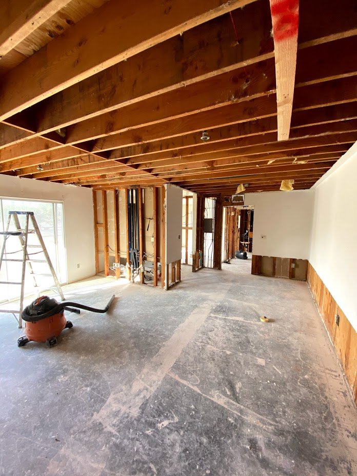 An interior residential space after gutting and demolition by DEMO Leaders in Los Angeles, CA