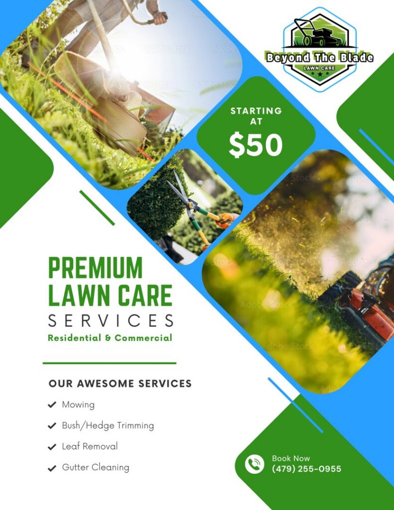Before and after photos of residential lawn mowing and tidying services by Beyond The Blade Lawn Care in Pace, FL.