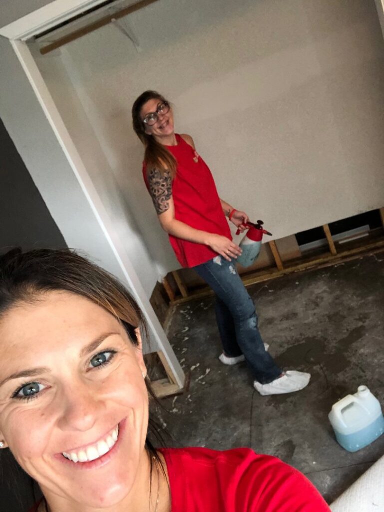 A room stripped down to studs and subfloor for water damage restoration by Specialized Cleaning & Restoration, Inc. in Bismarck, ND.