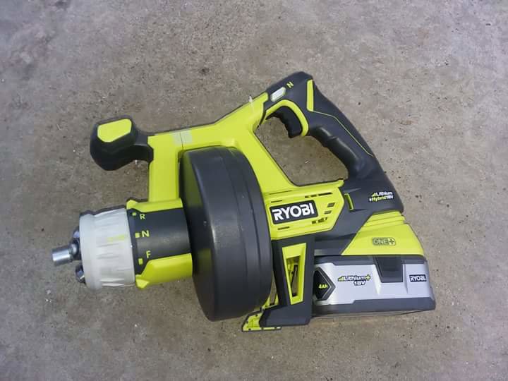 A Ryobi drain cleaning tool used by Central Wyoming Drain Service for residential clogs in Casper, WY.