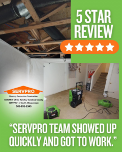 Servpro of Rio Rancho / Sandoval County drying equipment set up for water damage restoration in Rio Rancho, NM.