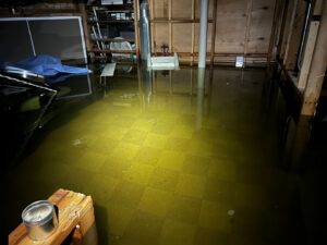 A basement with significant standing water damage, ready for SERVPRO North Kenosha remediation in Kenosha, WI.