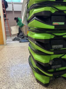 SERVPRO North Kenosha's stacked air movers, essential water damage drying equipment, in Kenosha, WI.