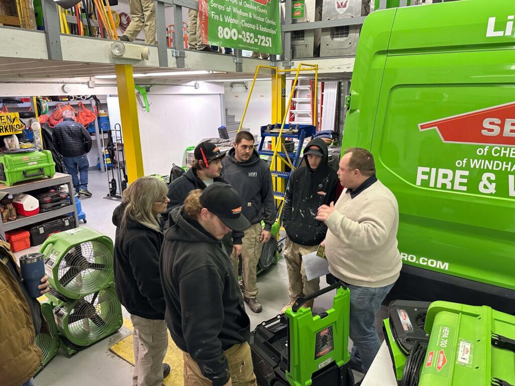 SERVPRO of Barre, Montpelier team members training with water damage restoration equipment in Barre, VT.