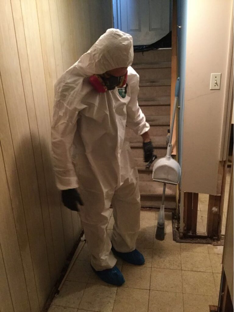 SERVPRO technician in full PPE for mold or severe water damage cleanup in Wilmington, DE