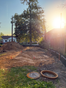 Site excavation for water management and drainage by Gilbert + Lee Construction in Summerville, SC.