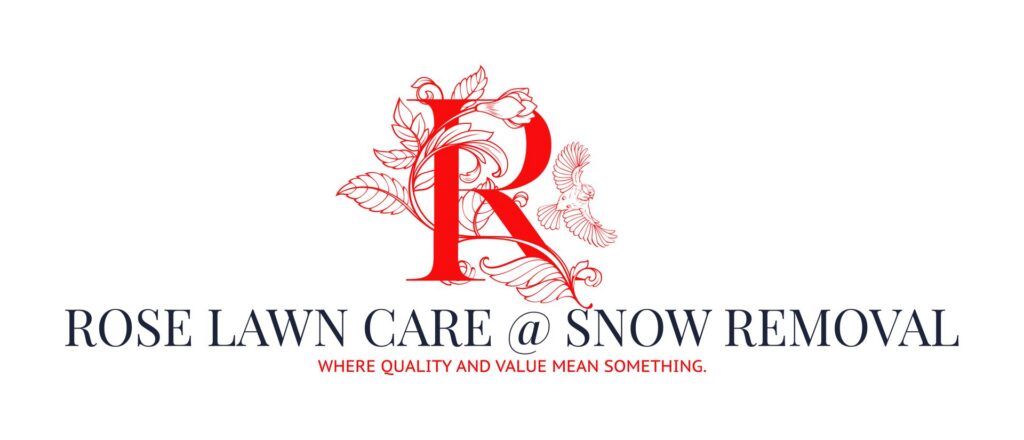 A snowplow truck clearing a large commercial parking lot for Rose Landscaping and Snow Removal in Buffalo, NY.