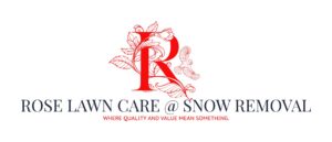 A snowplow truck clearing a large commercial parking lot for Rose Landscaping and Snow Removal in Buffalo, NY.