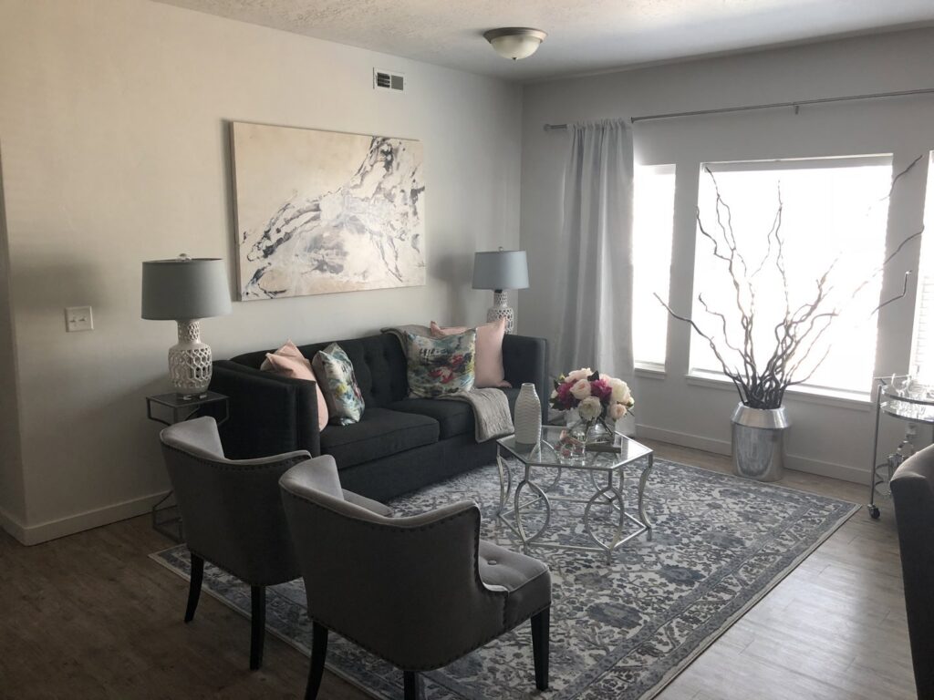 A sparkling clean living room, showcasing the excellent house cleaning results by Five Stars Cleaning Services in West Valley City, UT.