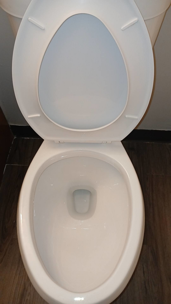 A sparkling clean toilet with the lid up, demonstrating the thorough cleaning services provided by On Point Cleaning Authority in Dayton, OH.